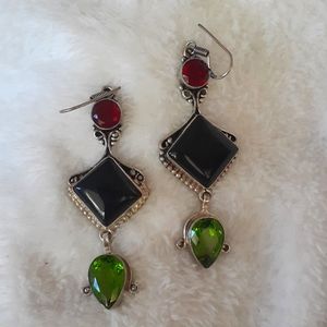 Earings Garnet, Onex, and Peridot